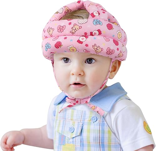 Casco de seguridad para bebé, gorra de protección de cabeza ajustable, color caramelo rosa azul Candy,Azul Lechuza,Conejo rosa intenso,Rosado