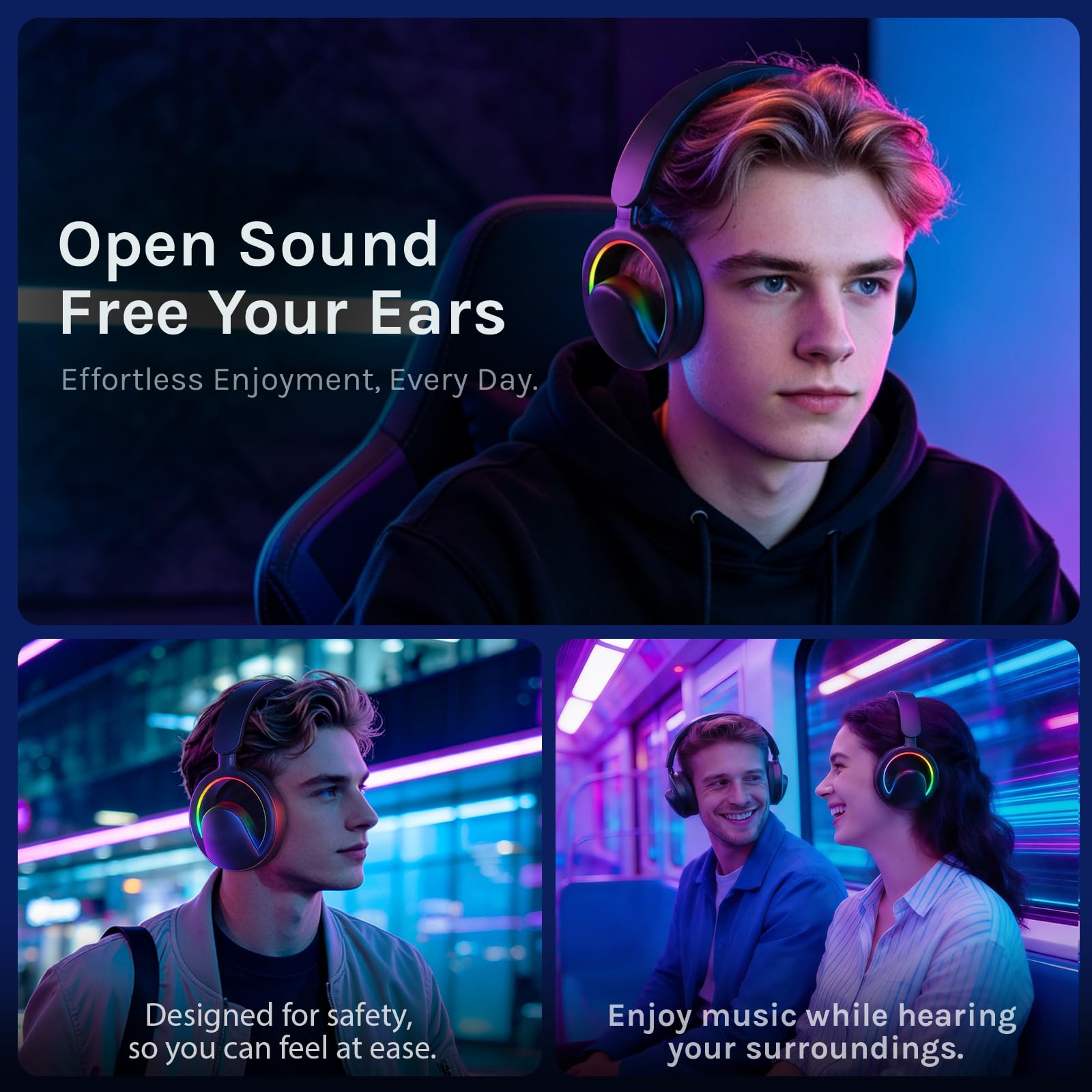 Casque Bluetooth sans Fil avec Micro Amovible,Ecouteurs Gaming Filaire,30H