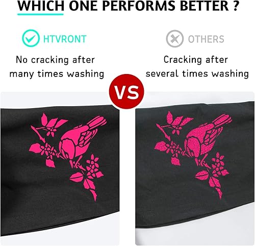 Miniatura 5 de Paquete de vinilo de transferencia de calor HTV rosa neón paquete de 13 vinilos para planchar de 12 x 10 pulgadas, color rosa neón para camisetas,