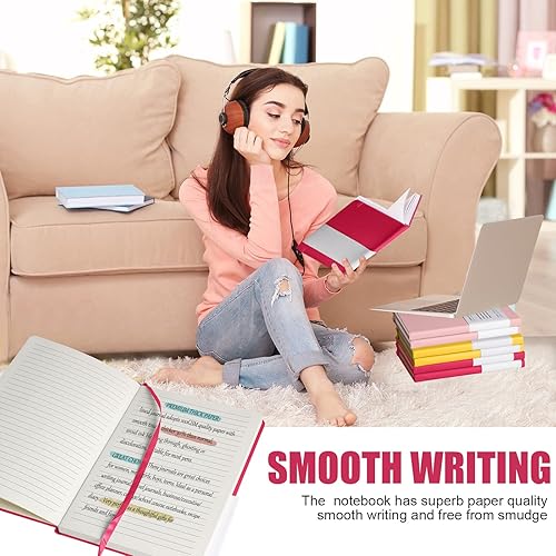 Miniatura 6 de Cuaderno con líneas rectas, 1 diario de 160 páginas, tamaño mediano de 5.7 x 8 pulgadas, papel grueso de 2.95 ozyd, tapa dura, 1 unidad color rojo