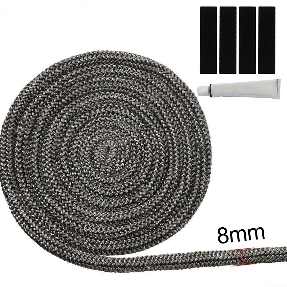 HpLive 6 – 25 mm, guarnizione per camino, filo di tenuta per stufa, camino con colla, resistente al calore fino a 550 °C, per camino e forno (8 mm)