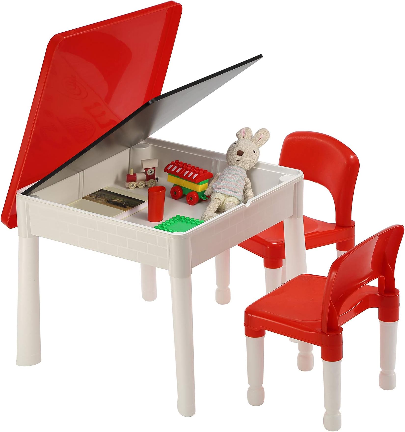 Liberty Children's 6-in-1 Play Multi-purpose Red and White Activity Table, Ideal Size