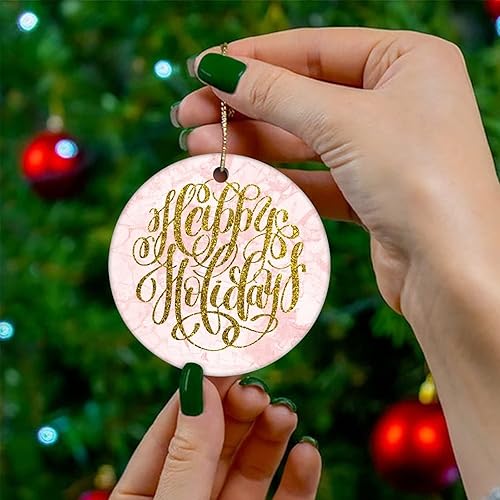 Miniatura 4 de Two-Side Printed Happy Holiday Ceramic Christmas Ornament Novelty for Family Friends Kids Marble Printed Christmas Keepsake Pendants
