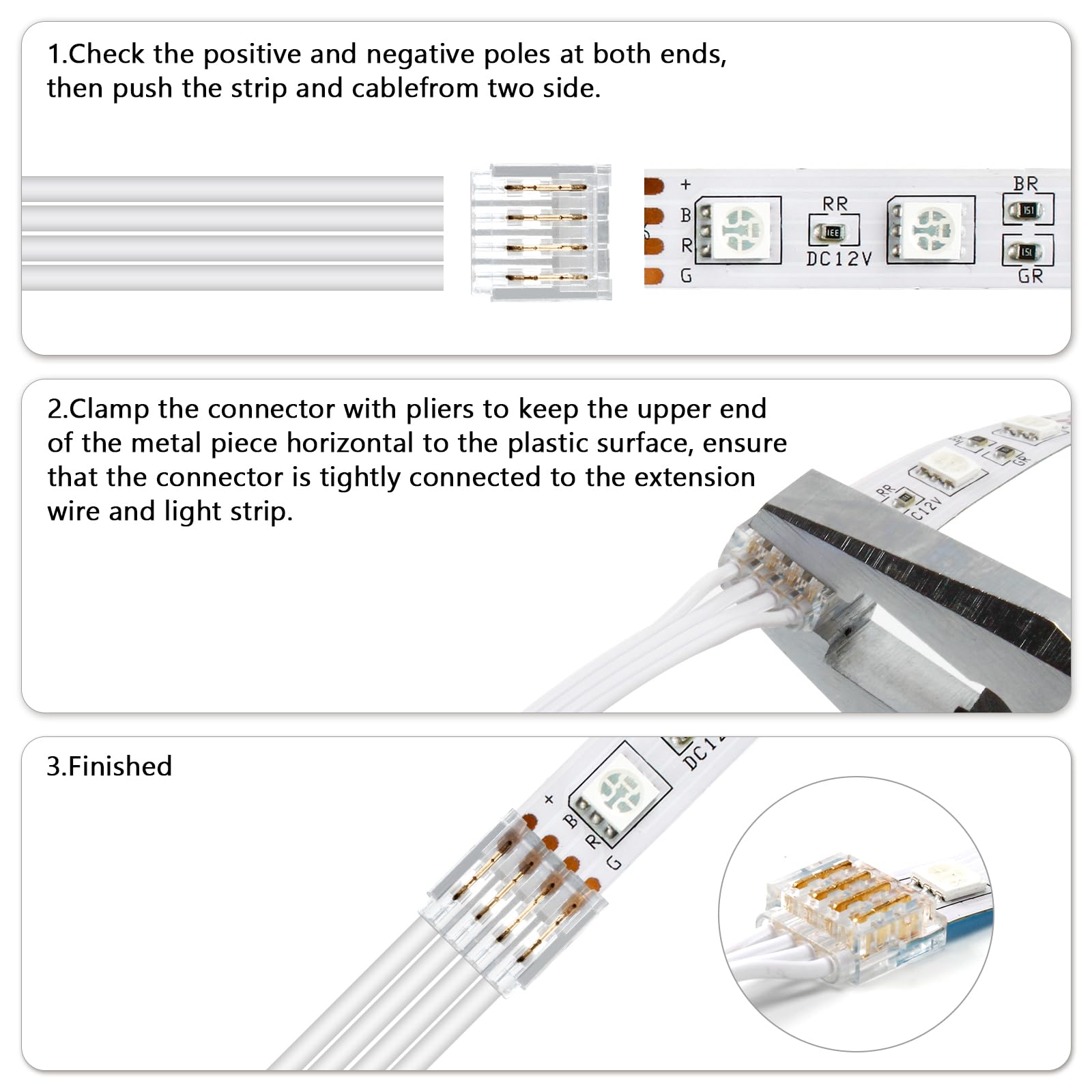Amazon.co.jp: RGBZONE 8mm 4ピン LEDストリップコネクター20個 32.8