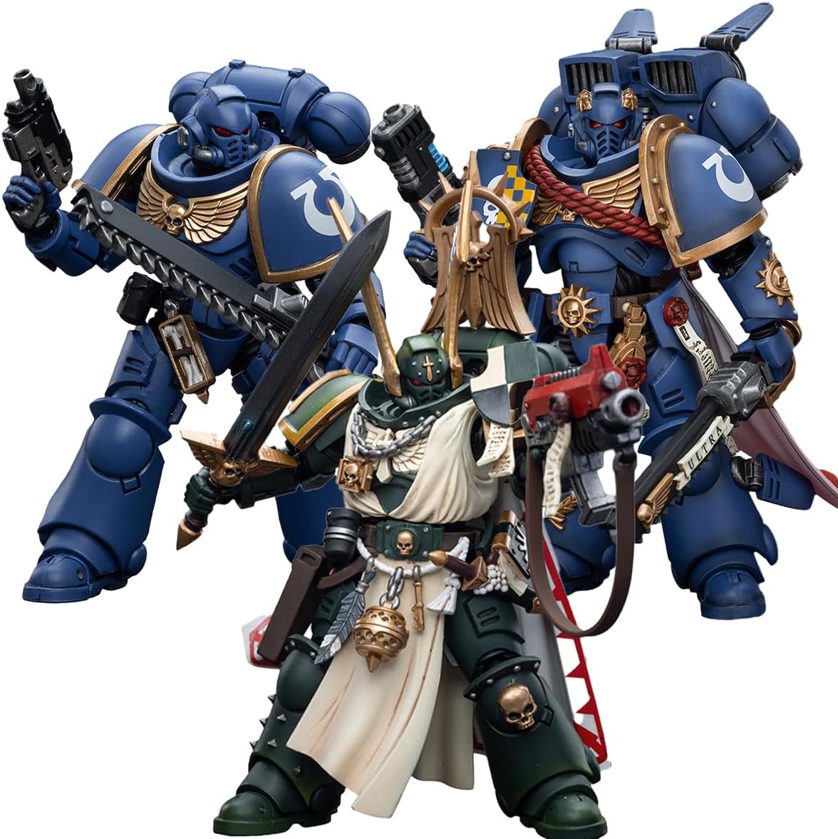 JOYTOY Warhammer 40,000 1/18 Action Figure Dark Angels Master Lazarus Ultramarines Intercessors and Ultramarines Captain with Jump Pack 3PCS Warhammer 40K Collection Model