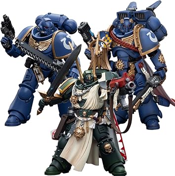 JOYTOY Warhammer 40,000 1/18 Action Figure Dark Angels Master Lazarus Ultramarines Intercessors and Ultramarines Captain with Jump Pack 3PCS Warhammer 40K Collection Model