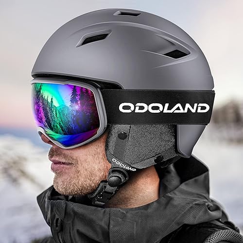 Miniatura 8 de Odoland - Juego de casco deportivo y lentes protectores para la nieve, a prueba de golpes y viento para esquí, snowboard y deportes de nieve