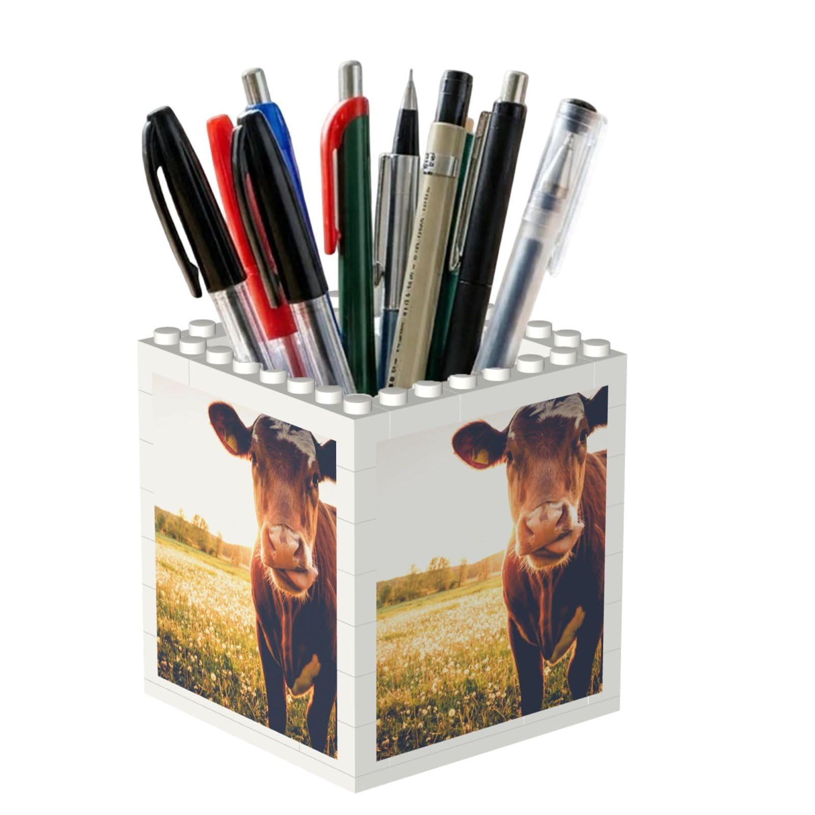 Poadnly Animal Cow, Pen Pot Pencil Holder for Office Home School, Compact Desk Organiser for Office Stationery