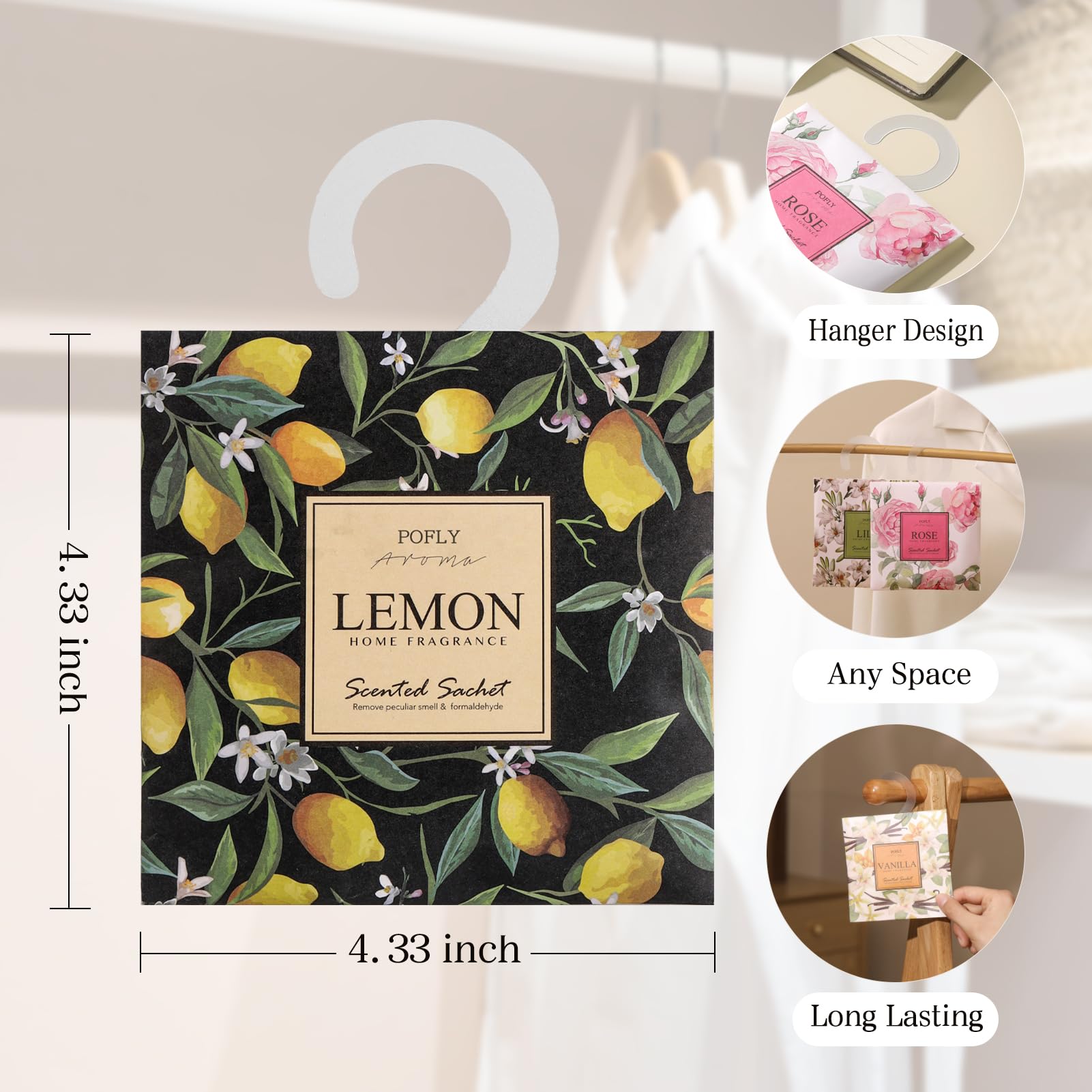12 Packs Lemon Scented Sachets Air Freshener for Drawer and Closet, Long-Lasting Sachets Bags Drawer deodorizers Fresh Scents, Home Fragrance for Lover (Lemon)