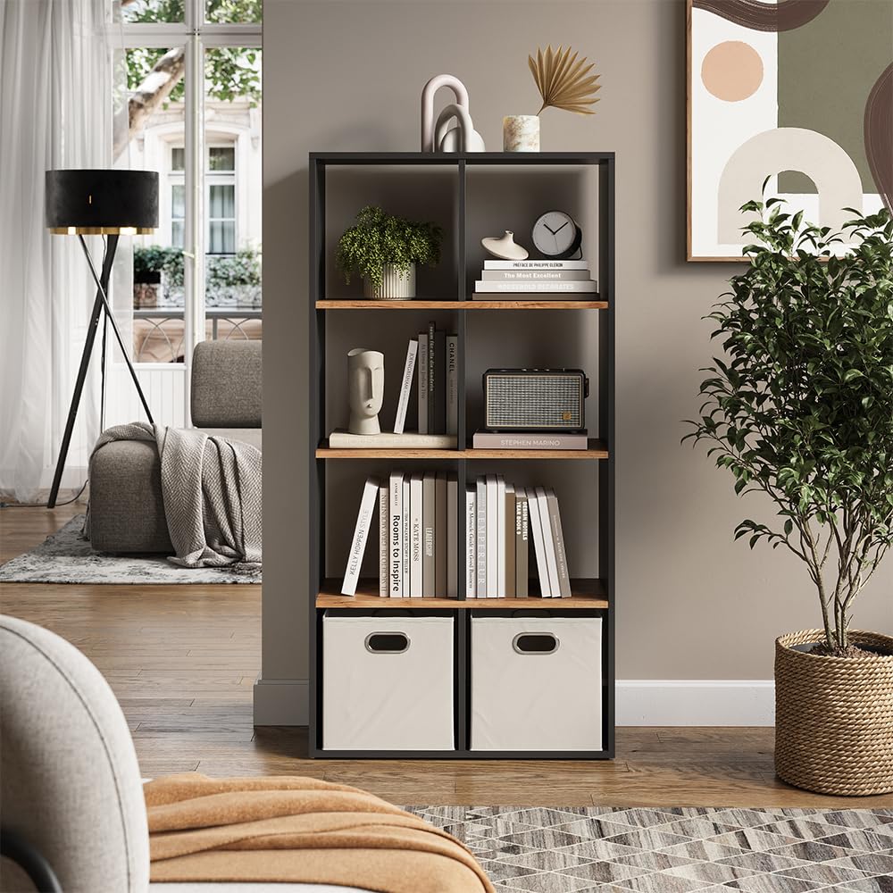 Vicco Scaffale Scutum, Antracite/Rovere dorato, 143 x 72 cm, per l’utilizzo come divisorio o come libreria aperta