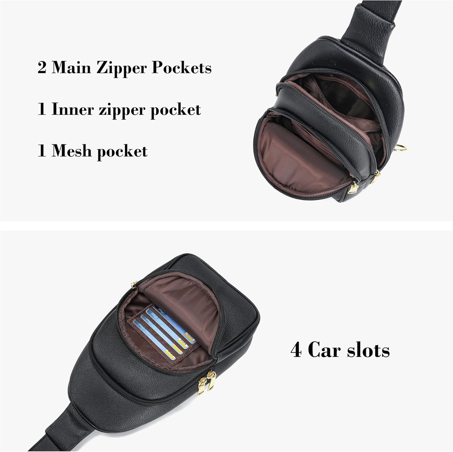 INICAT Crossbody Sling Bags Fanny Packs Leather Purses Chest Bag for Women - Image 3