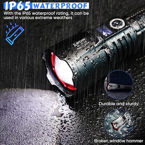 Miniatura 5 de Linternas LED de alto lúmenes recargables - 950,000LM XHP70 Linterna súper brillante de alta potencia, potentes linternas recargables