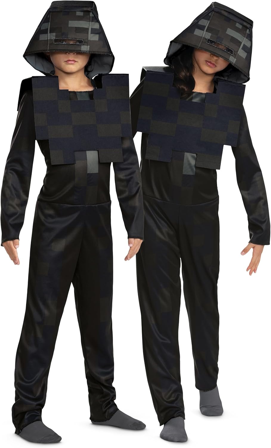 Disguise Wither Skeleton Minecraft Costume, Official Minecraft Costume with Hooded Jumpsuit for Kids, Child Size (10-12)