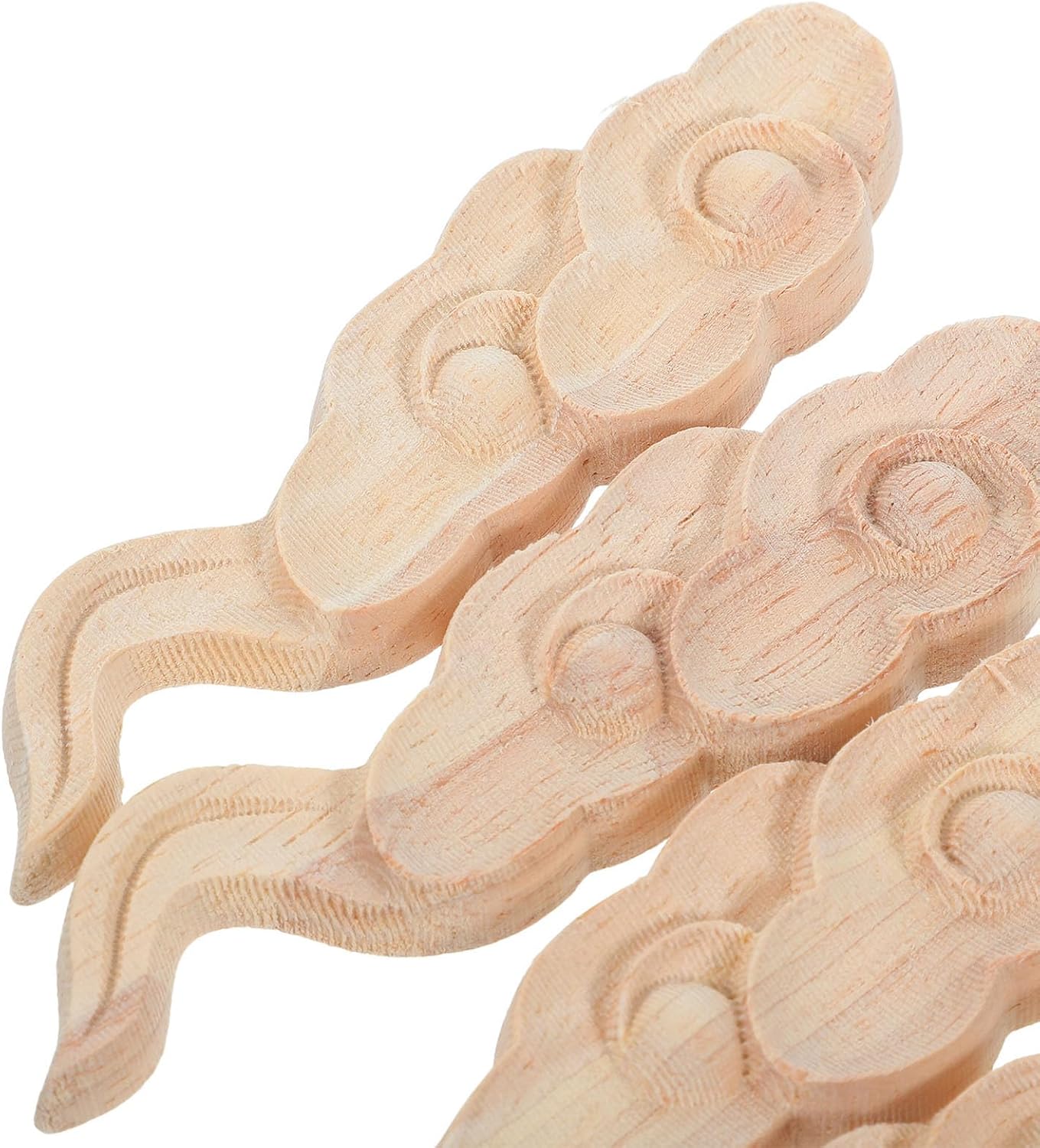 4pcs Carved Wood Applique Cloud Pattern Onlay for Furniture