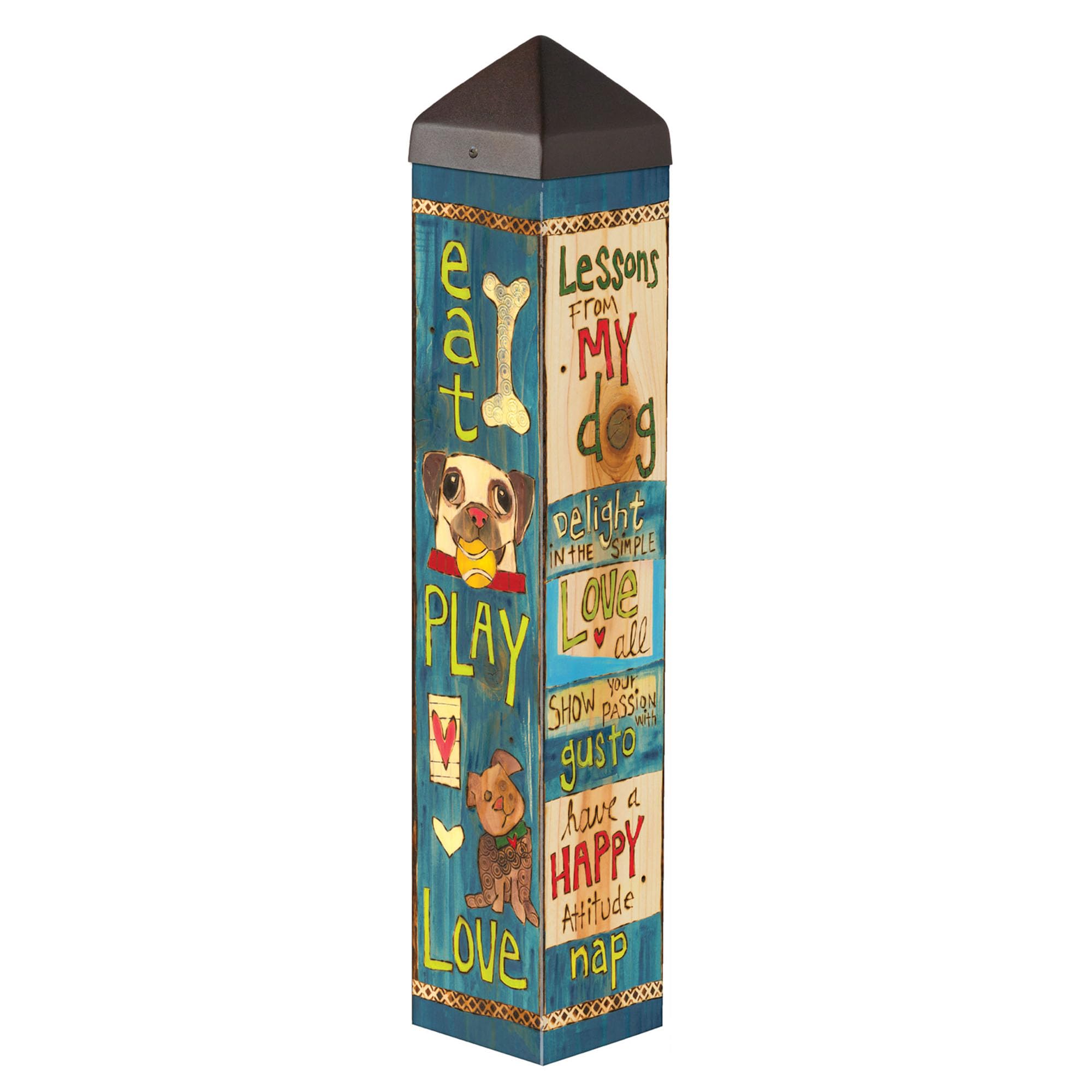 Studio M Lessons from My Dog Art Pole Pet Puppy Outdoor Dekorative Gartenpfosten, hergestellt in den USA, 50,8 cm hoch