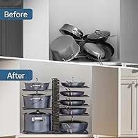 Vista 7 de ORDORA Pots and Pans Organizer under Cabinet 14.55 Height, Adjustable 8-Tier Pot Organizers inside Cabinet, Kitchen Organizers and Storage Fit 6-11