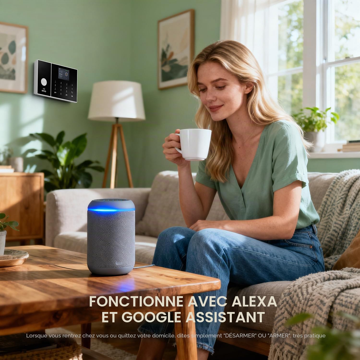 PGST Systèmes de sécurité Domestique, kit d'alarme Smart WiFi 4G Faites-Vous avec détecteur de Mouvement, capteur de fenêtre de la Porte, télécommande, Aucune taxe mensuelle