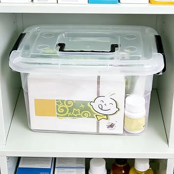6 Packs Plastic Storage Box, 5 Litre Small Storage Organizer Bin