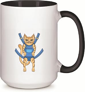 Gift for Pet Lovers Angry Cat Illustration for Cat Owners 11oz 15oz Inner Color Accent Mug