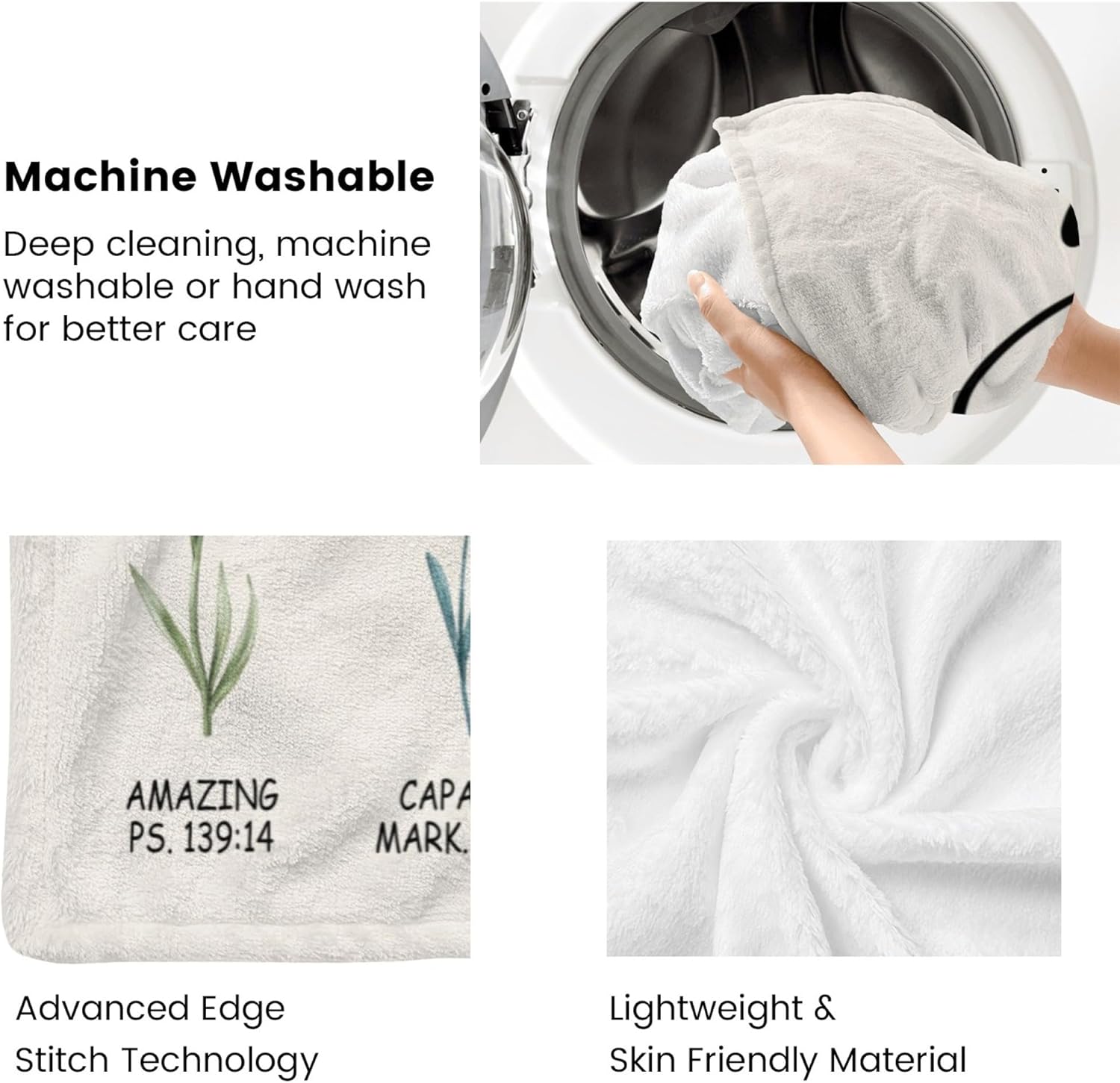 Christian Gifts for Women, Soft Flower Throw Blanket with Scripture, Baptism Gifts for Girl, Religious Spiritual Inspirational Birthday Gifts for Women, Christian Blankets 50'' x 60'' - Image 5