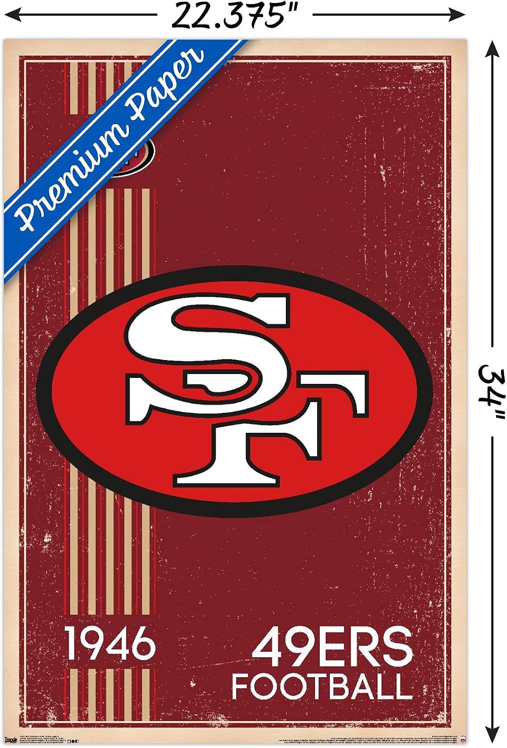 Trends International NFL San Francisco 49ers - Retro Logo 14 Wall Poster, 22.375" x 34", Premium Unframed Version