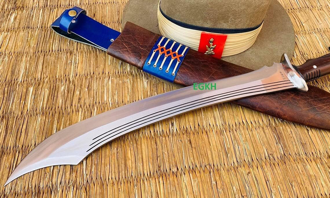 EGKH-20 inches Cleaver/Survival Jungle Hunting Machete knife-Hand frog cleaver machete-Balance Oil tempered-Full Tang Machete Cleaver Sword, Brown, Black, Silver, Blue