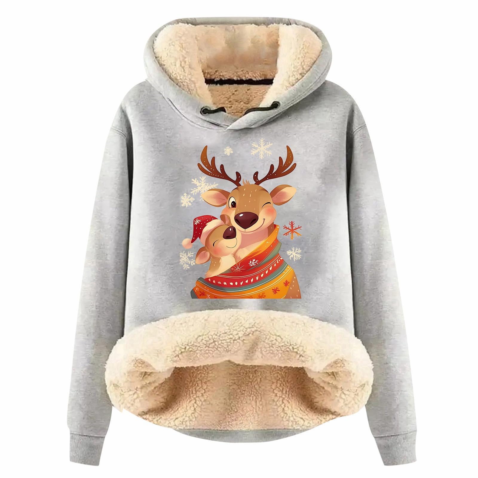 Sweat à capuche en polaire de Noël ample et chaud à manches longues - 5