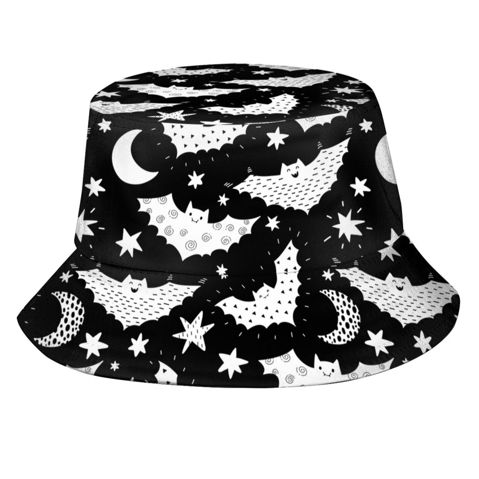 Funny Halloween Pumpkin and Bats Bucket Hat Packable Unisex Outdoor Travel Fashion for Women Men Girls Boys, Halloween Bats 04, One size