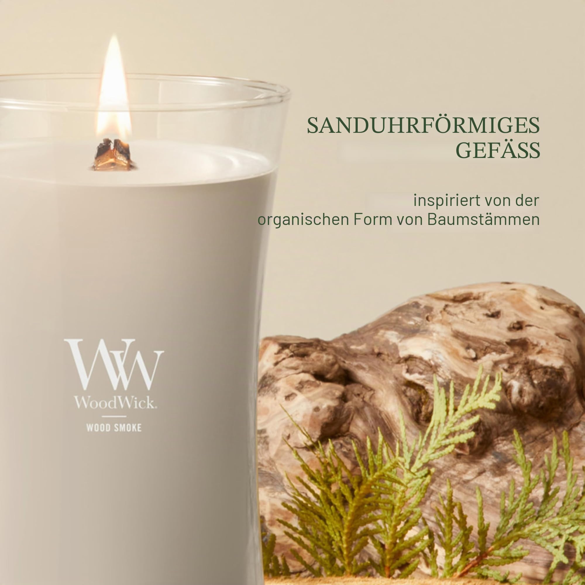 WoodWick Ellipsenförmige Duftkerze mit knisterndem Docht, Sand & Driftwood, bis zu 50 Stunden Brenndauer, Large, Ellipse
