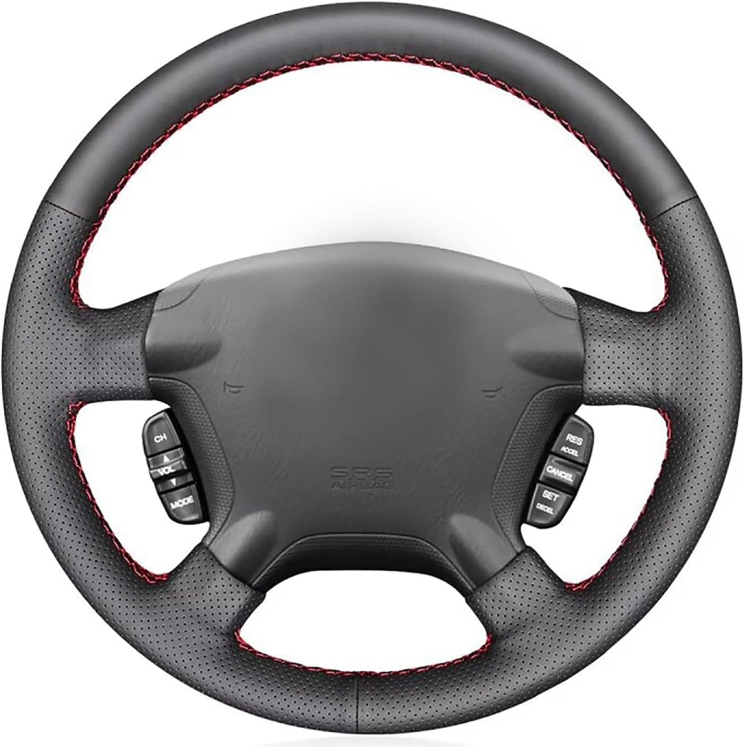 Black Genuine Leather Car Hand Stitched Custom Steering Wheel Cover for Honda CRV CR-V 2002 2003 2004 2005 2006 Accessories (Customized(Tell us Your Request After The Order))