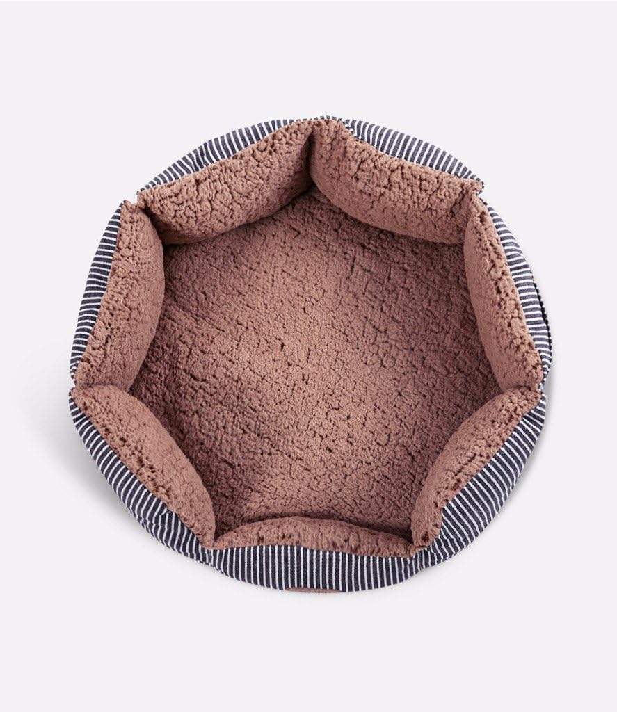 Smiling Paws Pets Round Pet Bed for Cats & Small Dogs – Premium Organic Cotton with Plush Sherpa Lining and Side Pocket for Smaller Toys | 16” x 16” x 7" (Donut Shape)