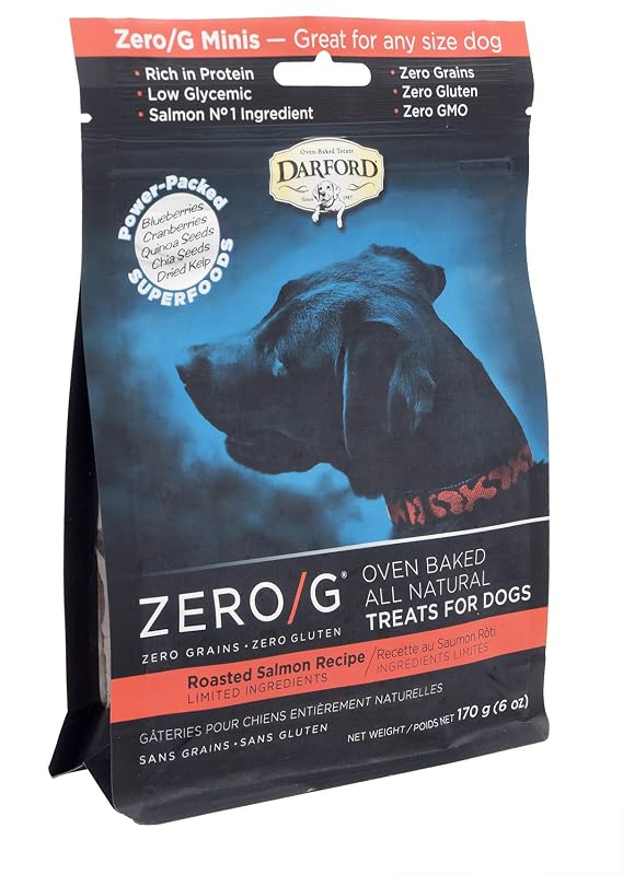 Petisco para cães Darford Zero/G com receita de salmão assado e ingredientes limitados, 168 g