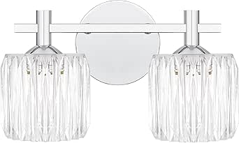 Quoizel Spade Bath Vanity Light, 13.5 Inch 2-Light LED Bathroom Fixture, Polished Chrome Modern Glam Light for Bathroom, Bedroom or Kitchen