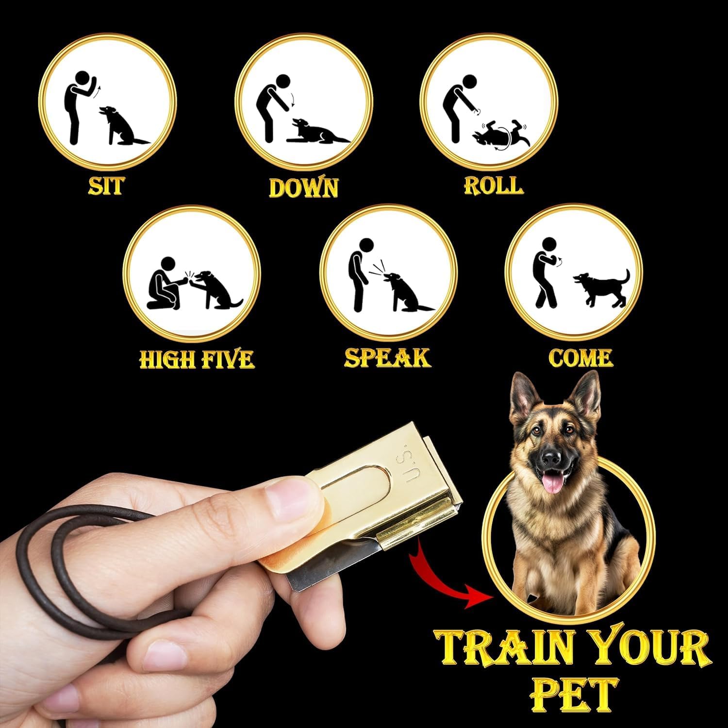 Mythrojan Brass and Steel Pet Training Clicker Puppy Dog Training Dog Clicker Cricket Clicker U.S. Engraved WII Military Gear Metal Clicker
