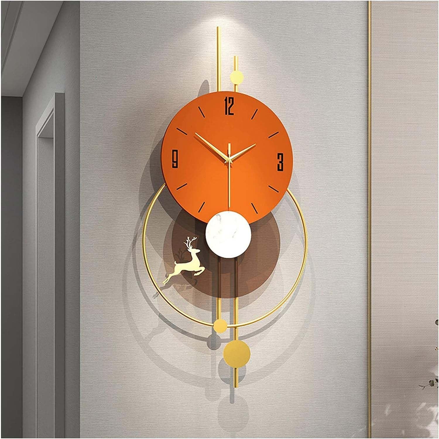 Reloj de pared con péndulo, moderno, decorativo, silencioso, de madera, para sala de estar, dormitorio, oficina, hogar, funciona con pilas, reloj de pared clásico con péndulo