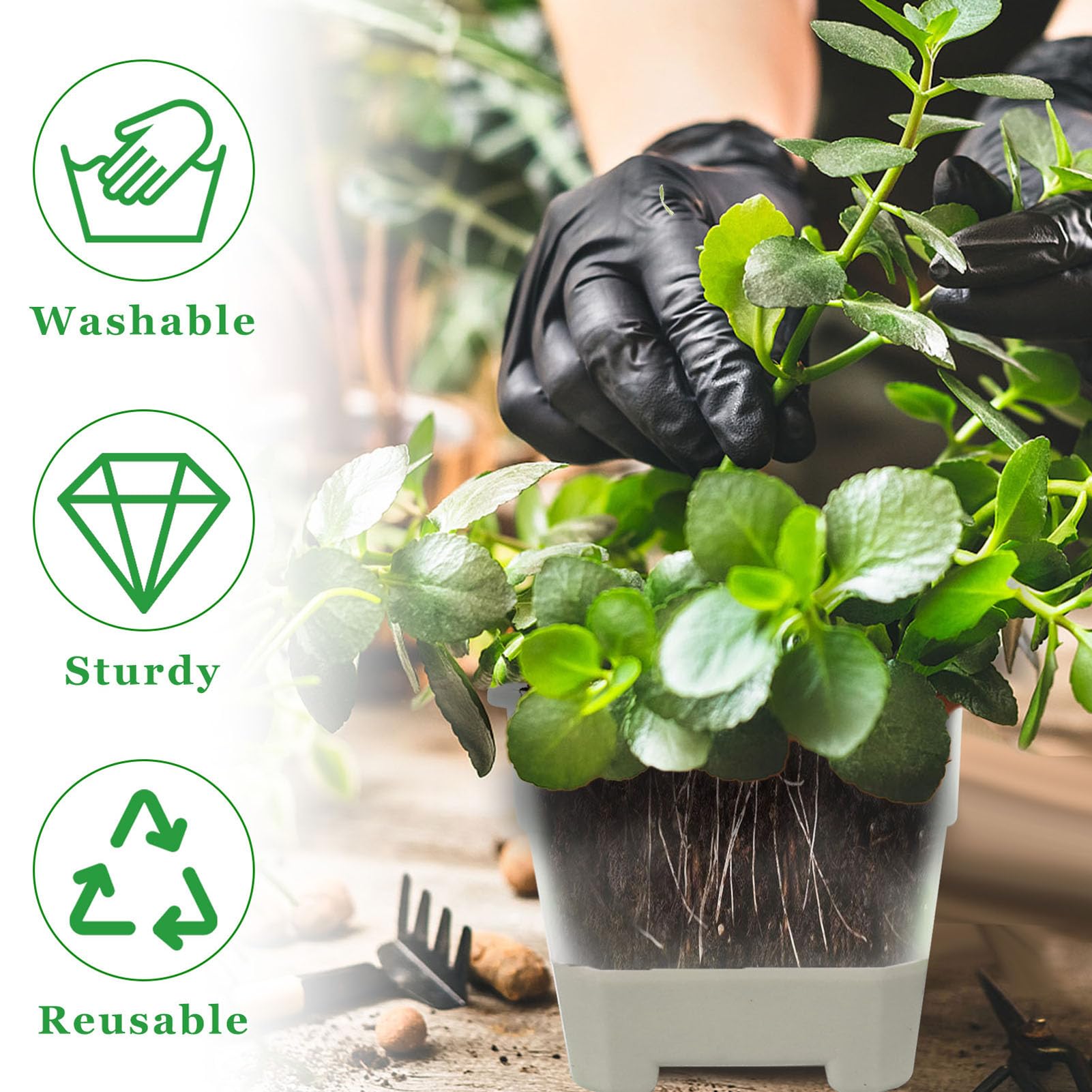 20 Stück C NursePots mit Reced Sile Base, Reu Blumensamen-Pflanzgefäße für den Innen- und Außenbereich, Gartenarbeit – Graue Pflanzenbehälter
