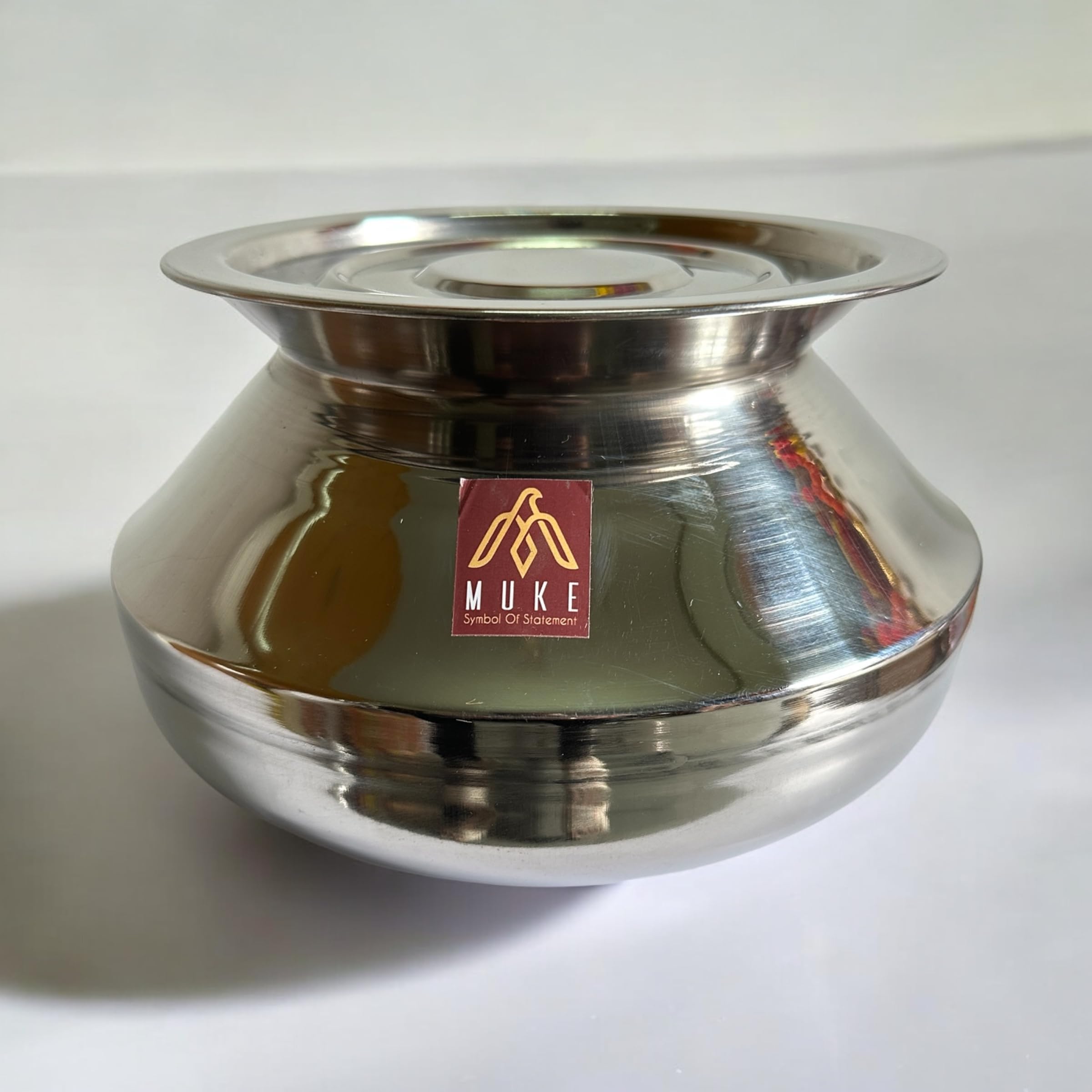 MUKE Small Stainless Steel Handi with Lid (Pongal Handi) (1000 ML POGAL Handi with LID)