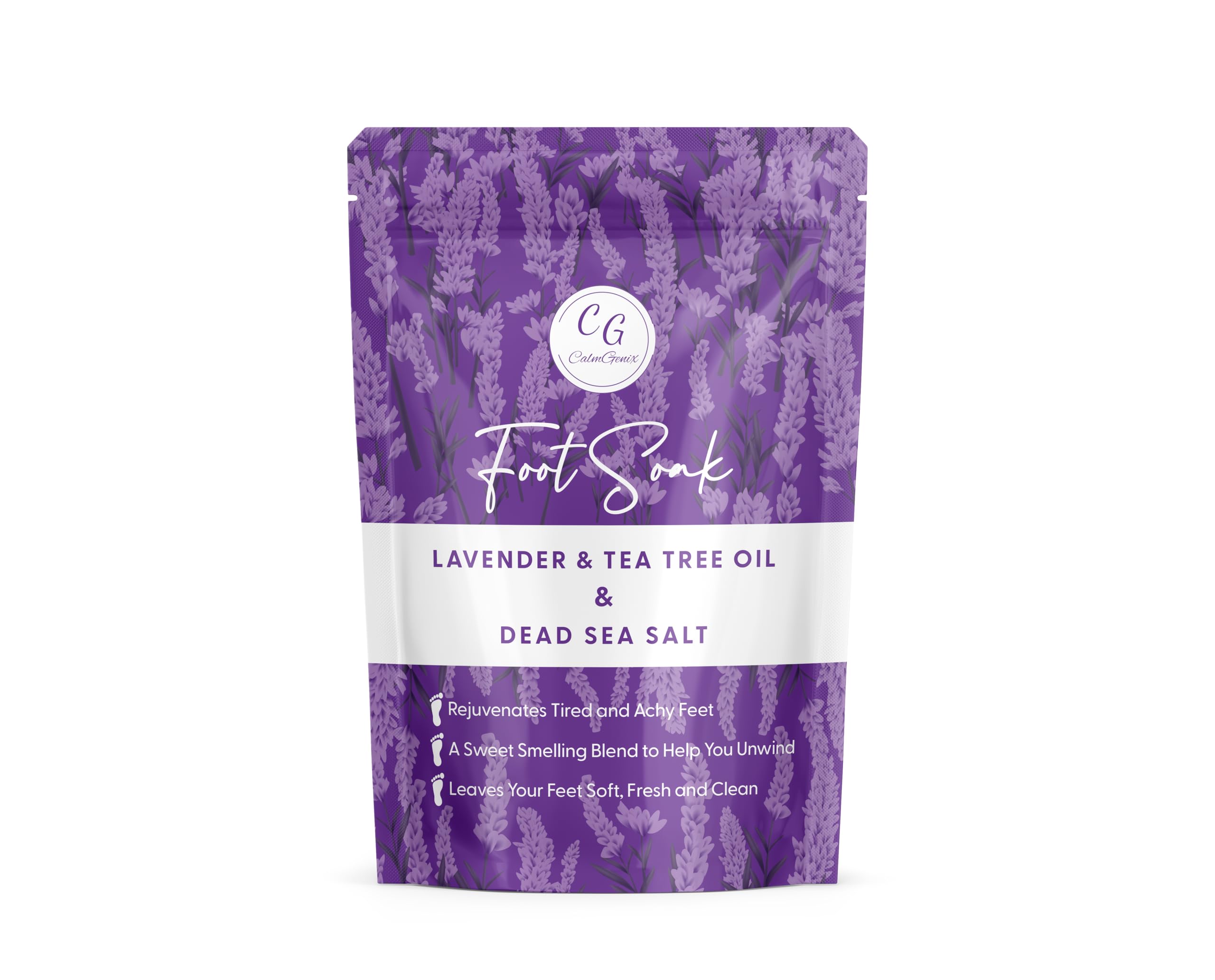 CalmGenix Foot Soak with Lavender Essential Oil & Dead Sea Salt, Small to Medium Jar/Bottle