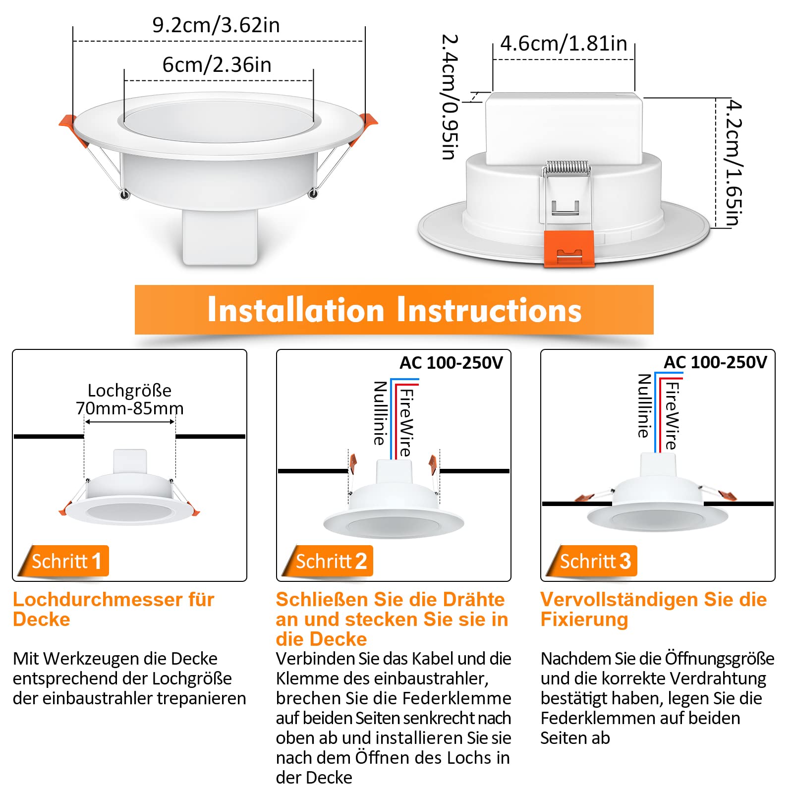 Unisun - Foco LED empotrable regulable RGB color 7 W empotrado, lámpara de techo plano redondo, 2700 K, 220 V, blanco cálido, IP44, impermeable, mini foco de techo, interior, cuarto de baño, cocina