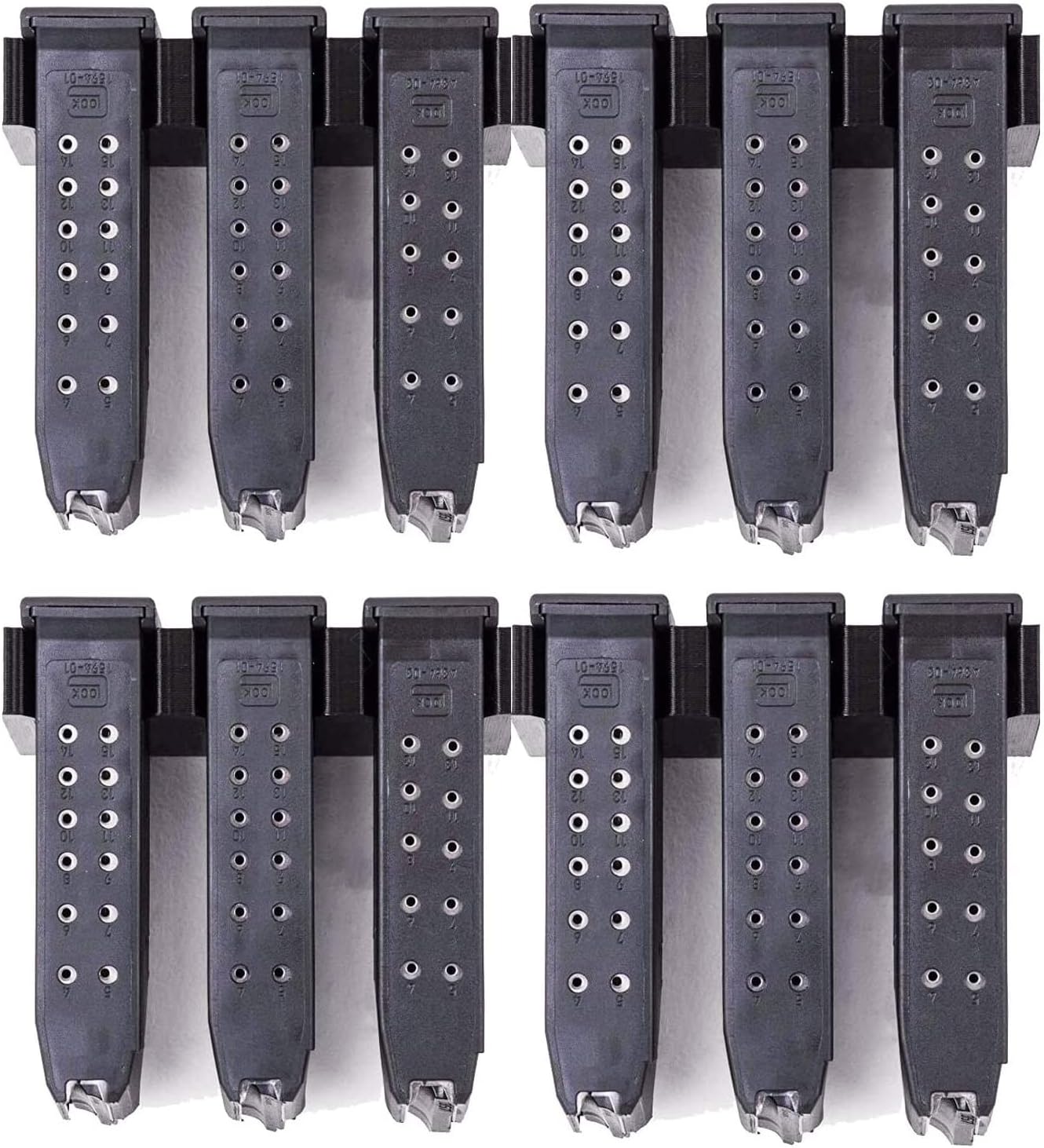 Magazine Mount for Glock 17 19 26 31 32 33 34 - Pistol Mag Wall Display Storage Organization System (4 Mounts Hold 12 Mags)