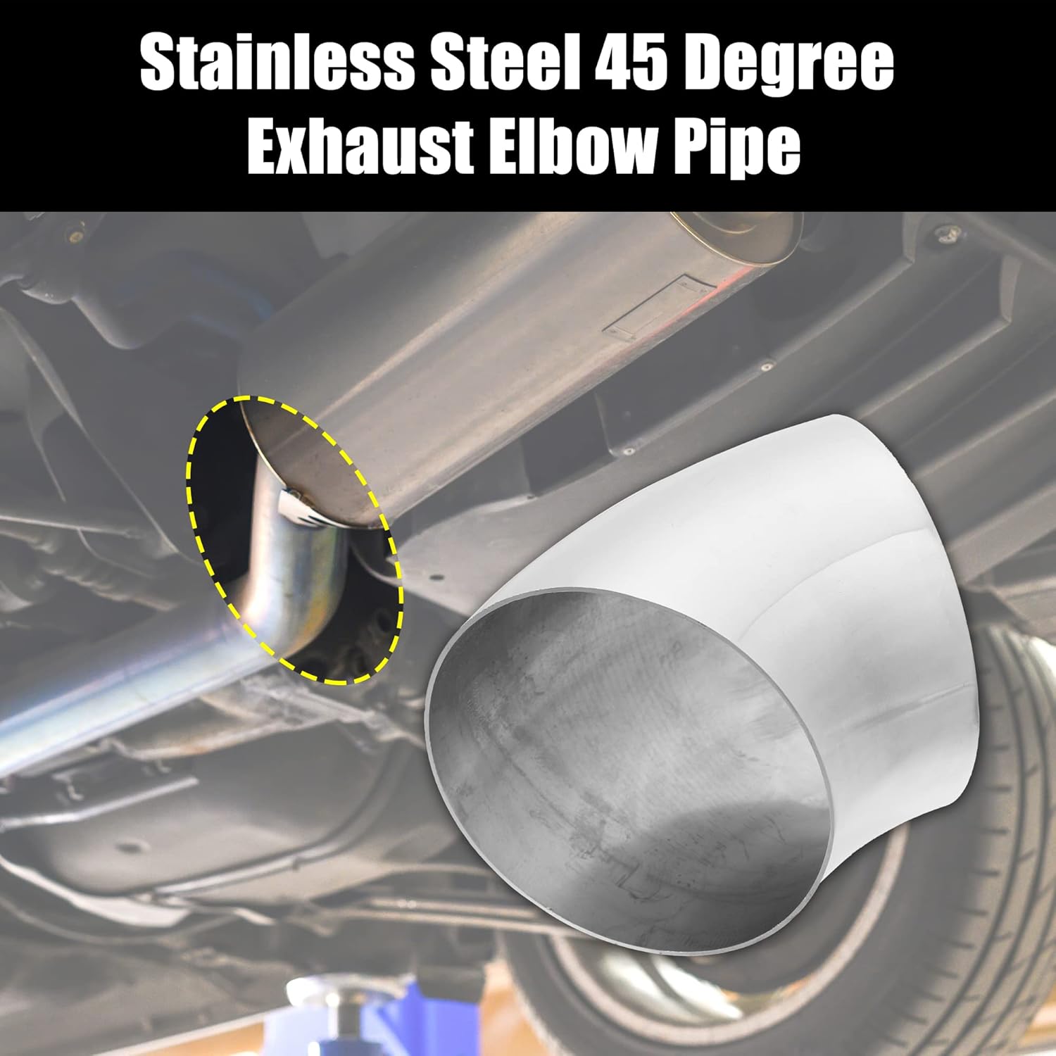 X AUTOHAUX 1 Pcs OD 6 Inch 45 Degree Mandrel Bend Elbow SS304 Stainless Steel Bend Tube Exhaust Elbow Pipe for Car Modified Exhaust System 6" Piping Silver Tone