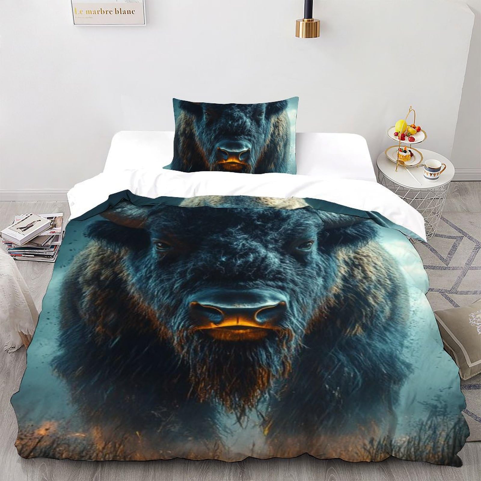 Housse de couette vache 3D en microfibre 135x200 cm pour lit enfant