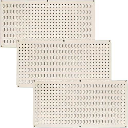 Wall Control - Tablero de clavijas para pared, paquete de 3 tableros de clavijas horizontales de metal de 16 pulgadas de alto x 32 pulgadas de