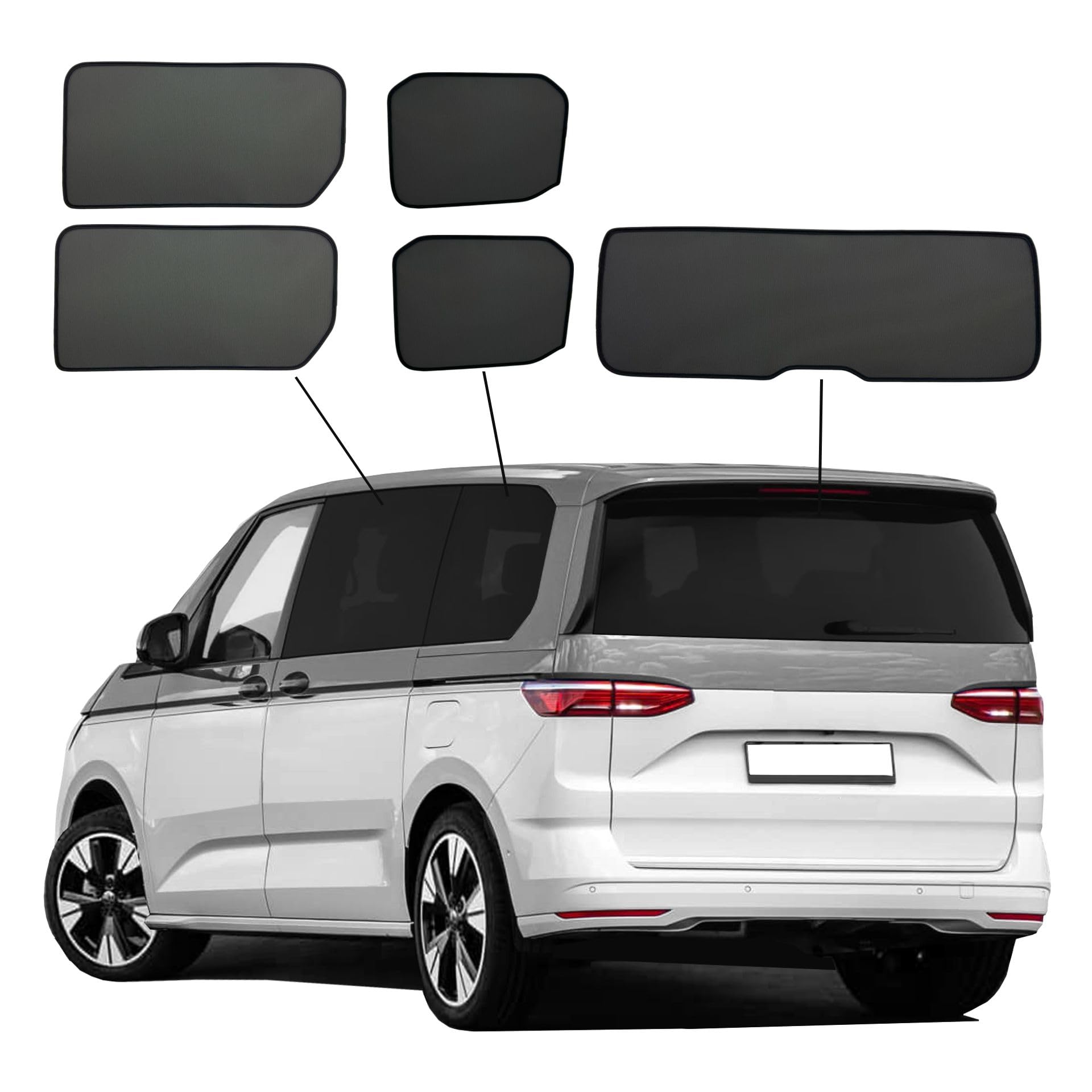 Premium SunClip Auto Sicht- & Sonnenschutz kompatibel mit VW T7 2021- INKL Tasche