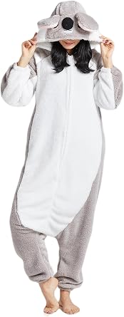 DELEY Unisex Adult Koala Onesie, Halloween Cosplay Costume Animal Pajamas Homewear Sleepwear Jumpsuit
