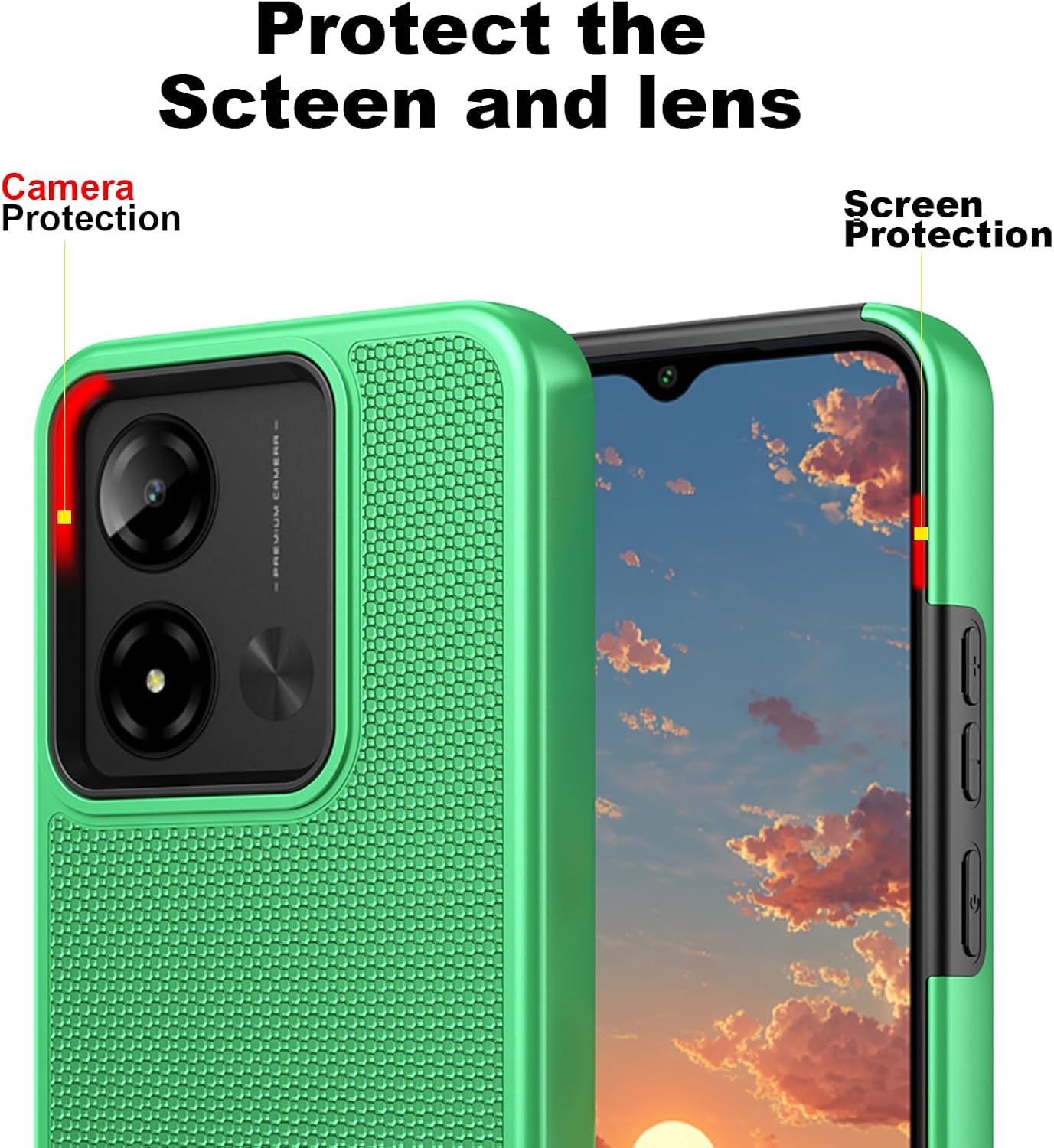 Ailiber for Cloud Stratus C8 Prime Case with Screen Protector, Dual Layer Hybrid Protection, Hard PC Non-Slip Back & Soft Silicone Bumper, Slim Rugged Cell Phone Cover-Green