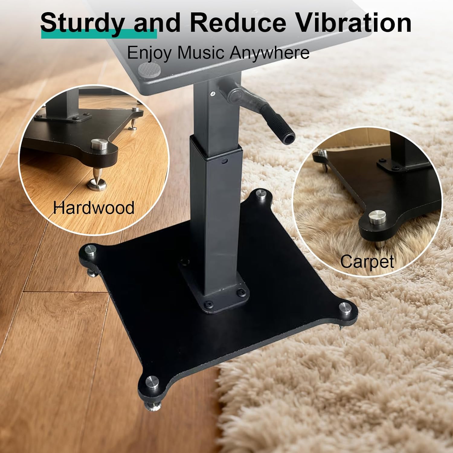 Universal Speaker Stands Pair Height Adjustable 29.5"-43.3", Surround Sound Speaker Stands for Most Satellite, Studio, Bookshelf Speakers — Floor Speaker Stands Up to 110LBS (White, 29.5~43.3in)
