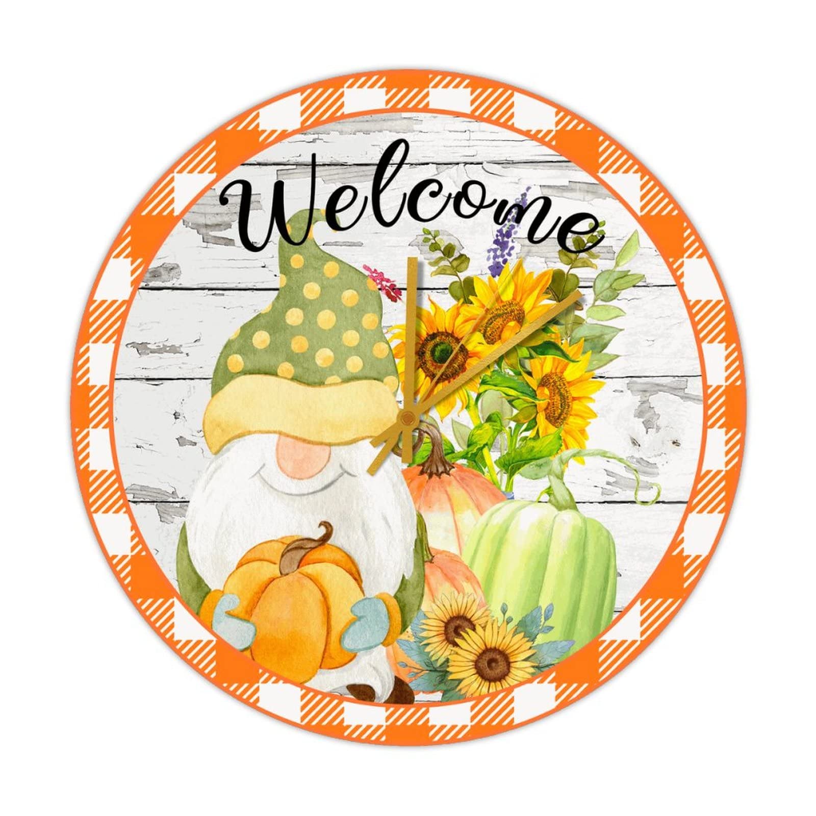 Horloge ronde en bois automne et tournesol 38 cm pour cuisine et salon à piles