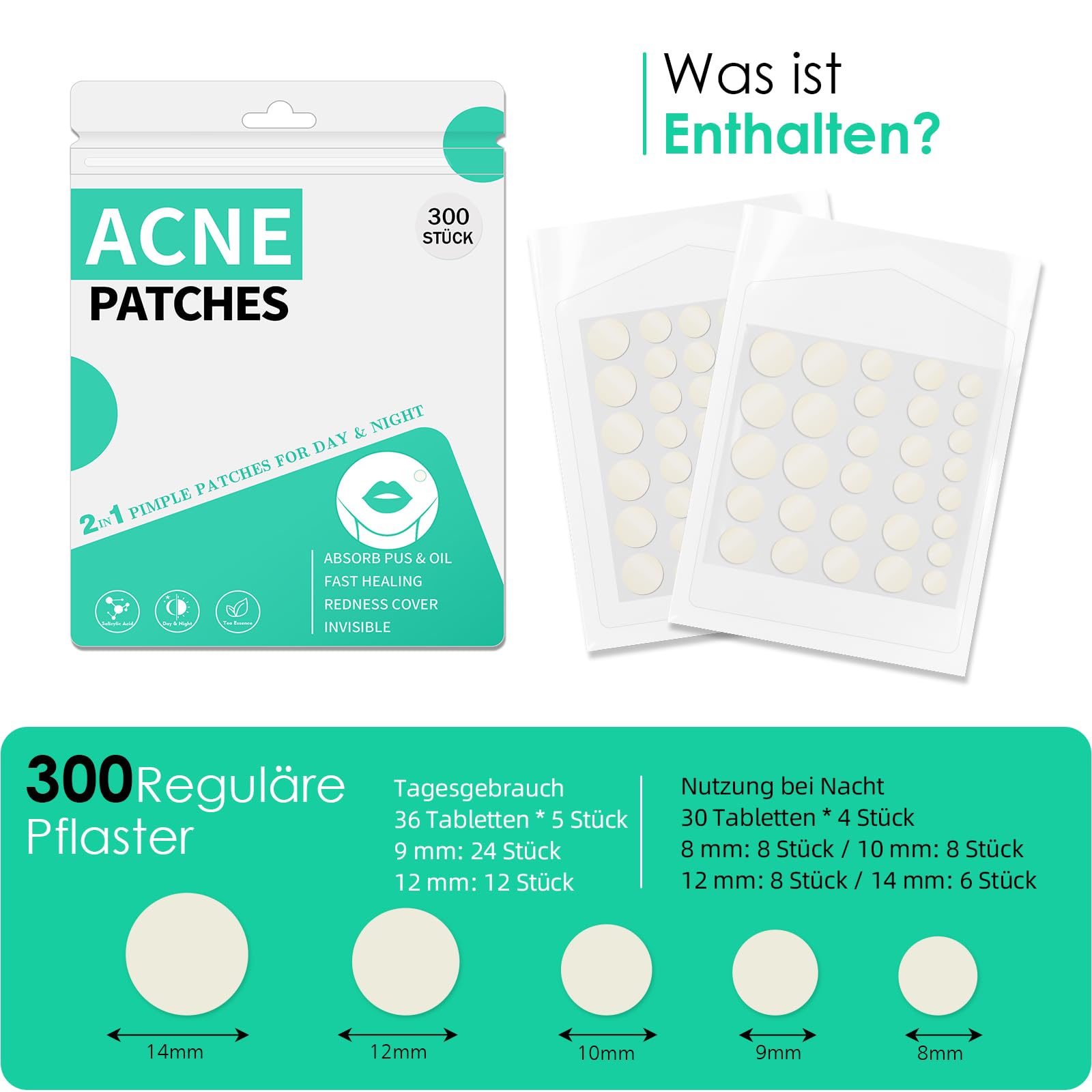 300 PCS Pimple Patches Spot Patches Acne Treatment Absorbing Cover Invisible Blemish Cover Spot Sticker for Fast Acting Skincare - Image 2