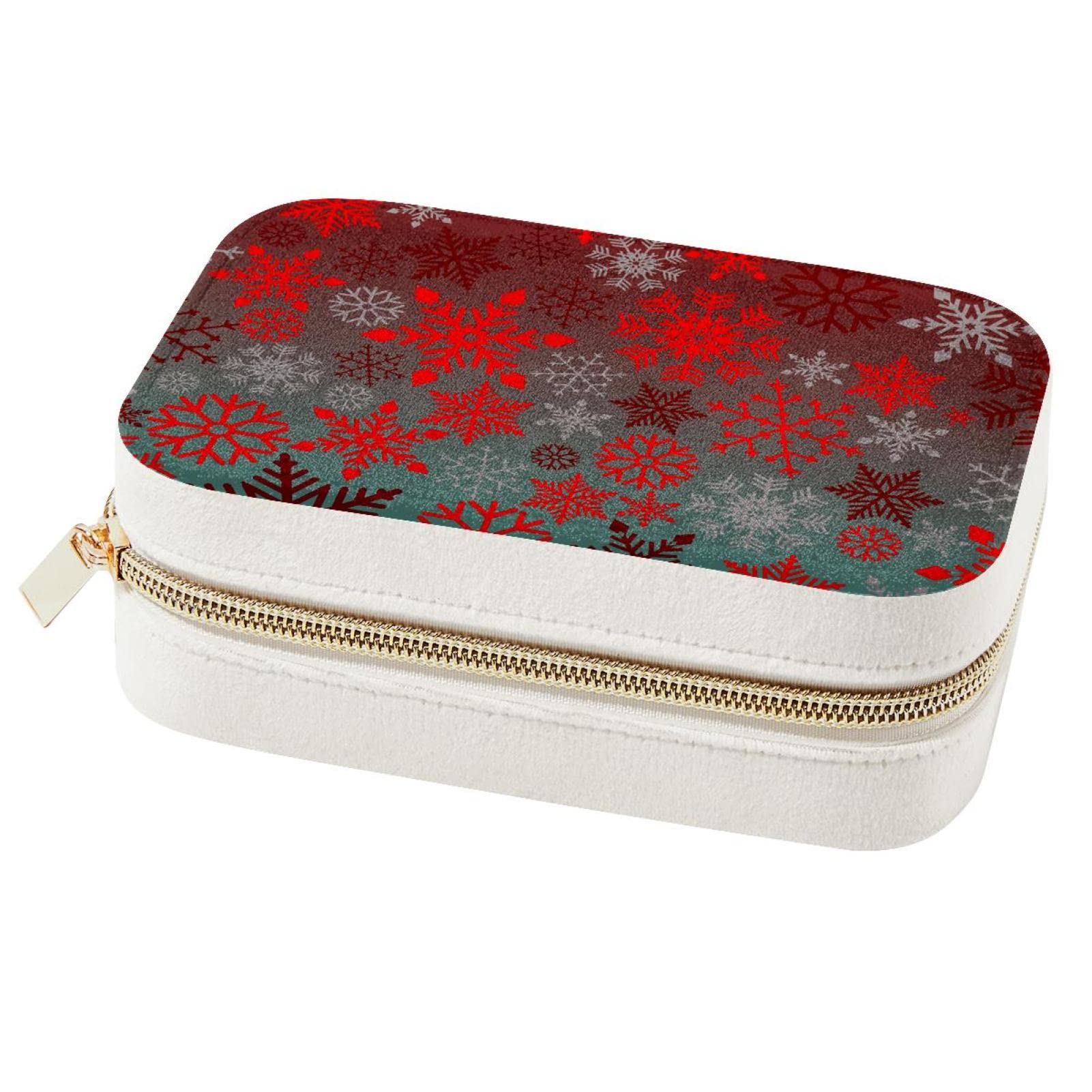 Boîte à bijoux de voyage de Noël avec détails flocon de neige, écrin de protection
